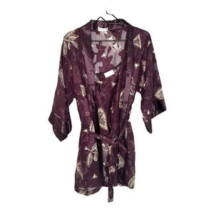 VTG Lingerie Robe Camisole Set Purple Tahitian Goddess USA California Dynasty